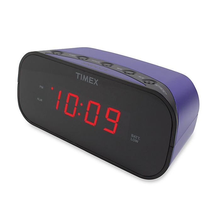 slide 1 of 1, Timex Alarm Clock with Red Display - Purple, 0.7 in