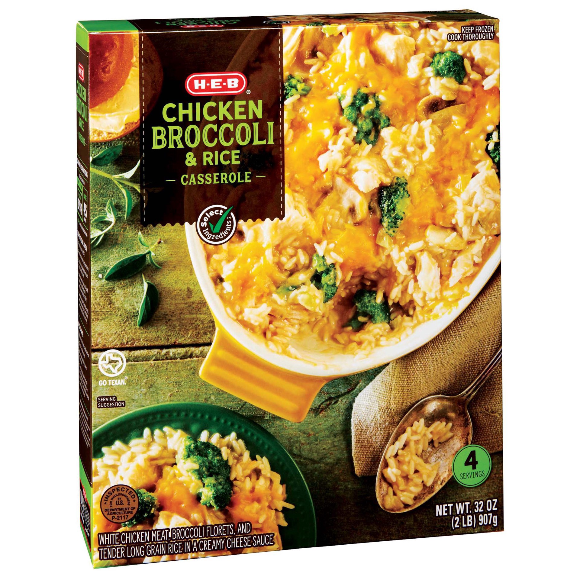 slide 1 of 1, H-E-B Frozen Chicken Broccoli & Rice Casserole, 32 oz
