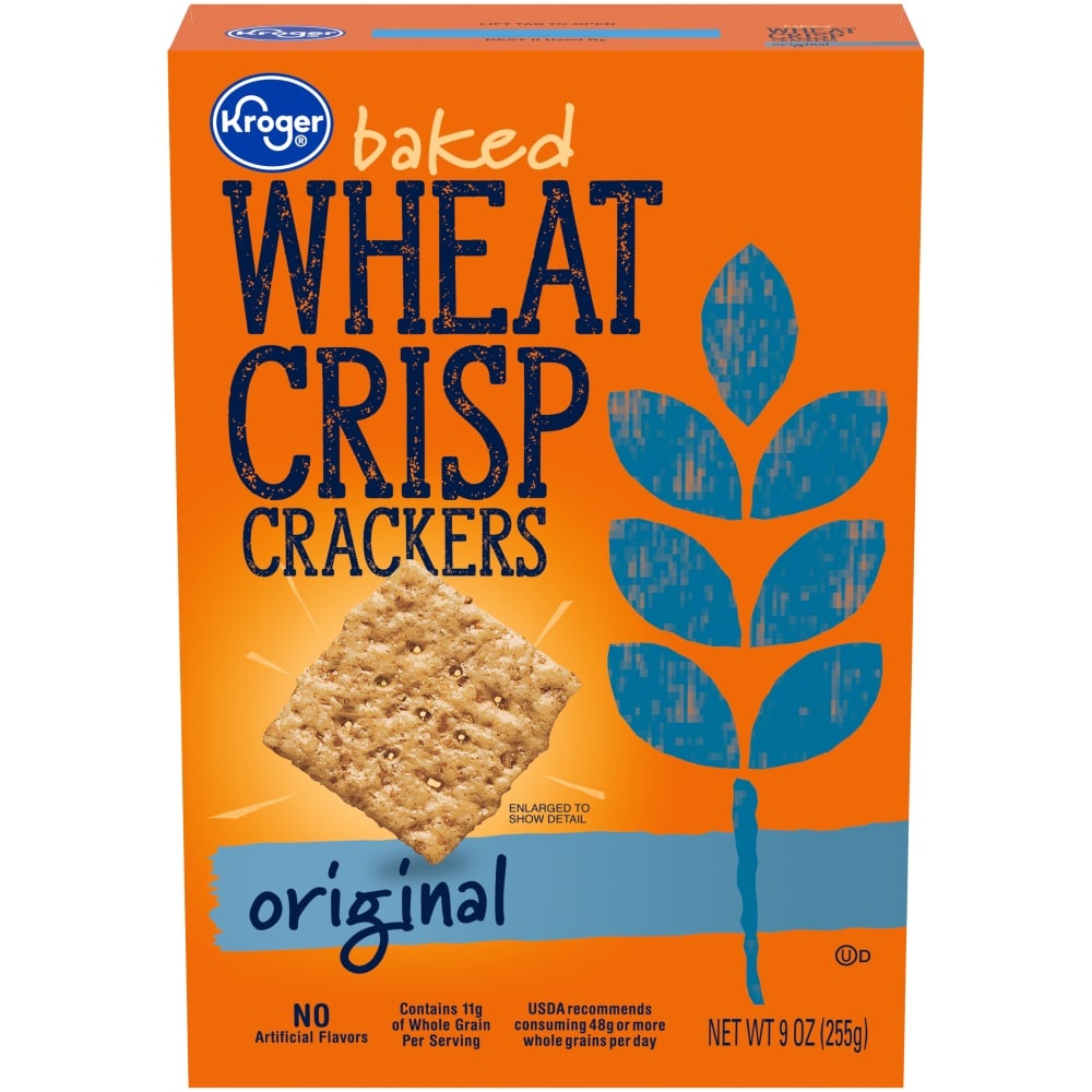 slide 1 of 1, Kroger Baked Wheat Crisp Crackers - Original, 9 oz