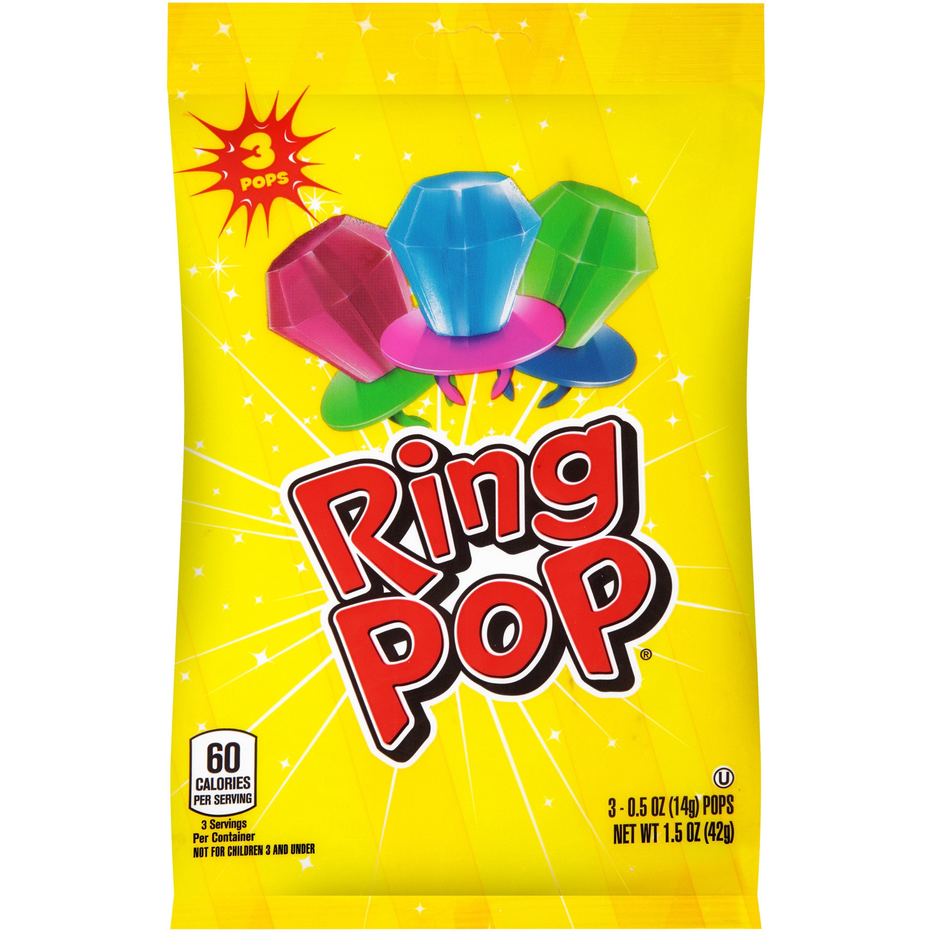 slide 1 of 3, Ring Pop Individually Wrapped Bulk Variety Party Pack Lollipop Suckers, Assorted Flavor, 3 Count, 0.5 oz