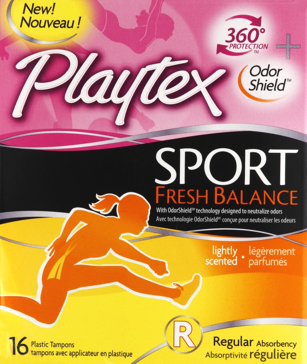 slide 5 of 6, Playtex Sport Plastic Tampons Scented Fresh Balance Regular Absorbency - 16 Count, 16 ct