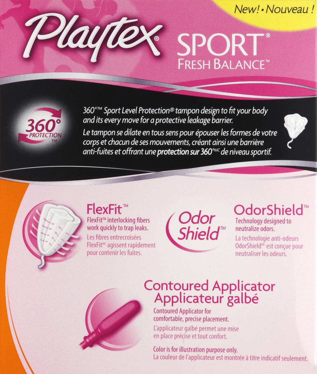 slide 6 of 6, Playtex Sport Plastic Tampons Scented Fresh Balance Regular Absorbency - 16 Count, 16 ct