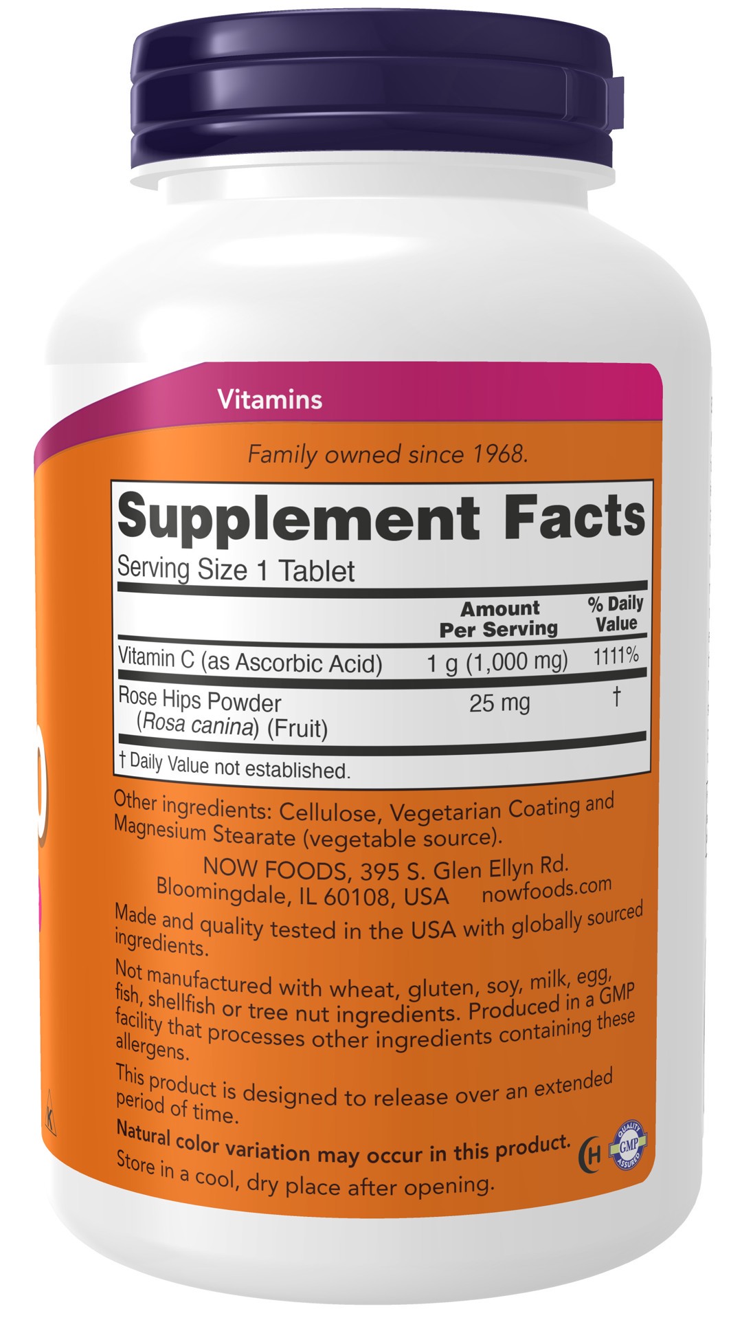 slide 4 of 4, NOW Supplements, Vitamin C-1,000 with Rose Hips, Sustained Release, Antioxidant Protection*, 250 Tablets, 250 ct