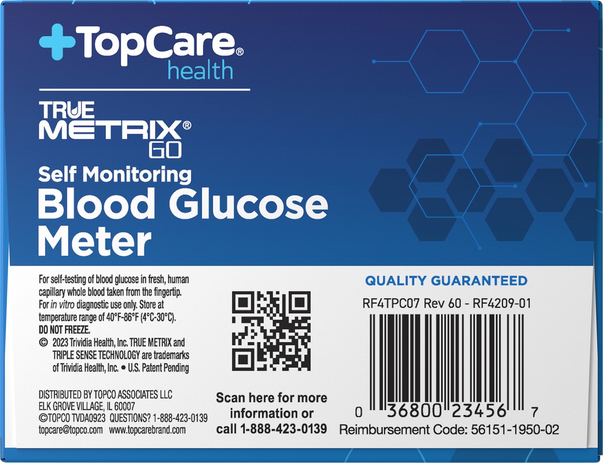 slide 9 of 11, TopCare True Metrix Go, Self Monitoring Blood Glucose Meter, 1 ct