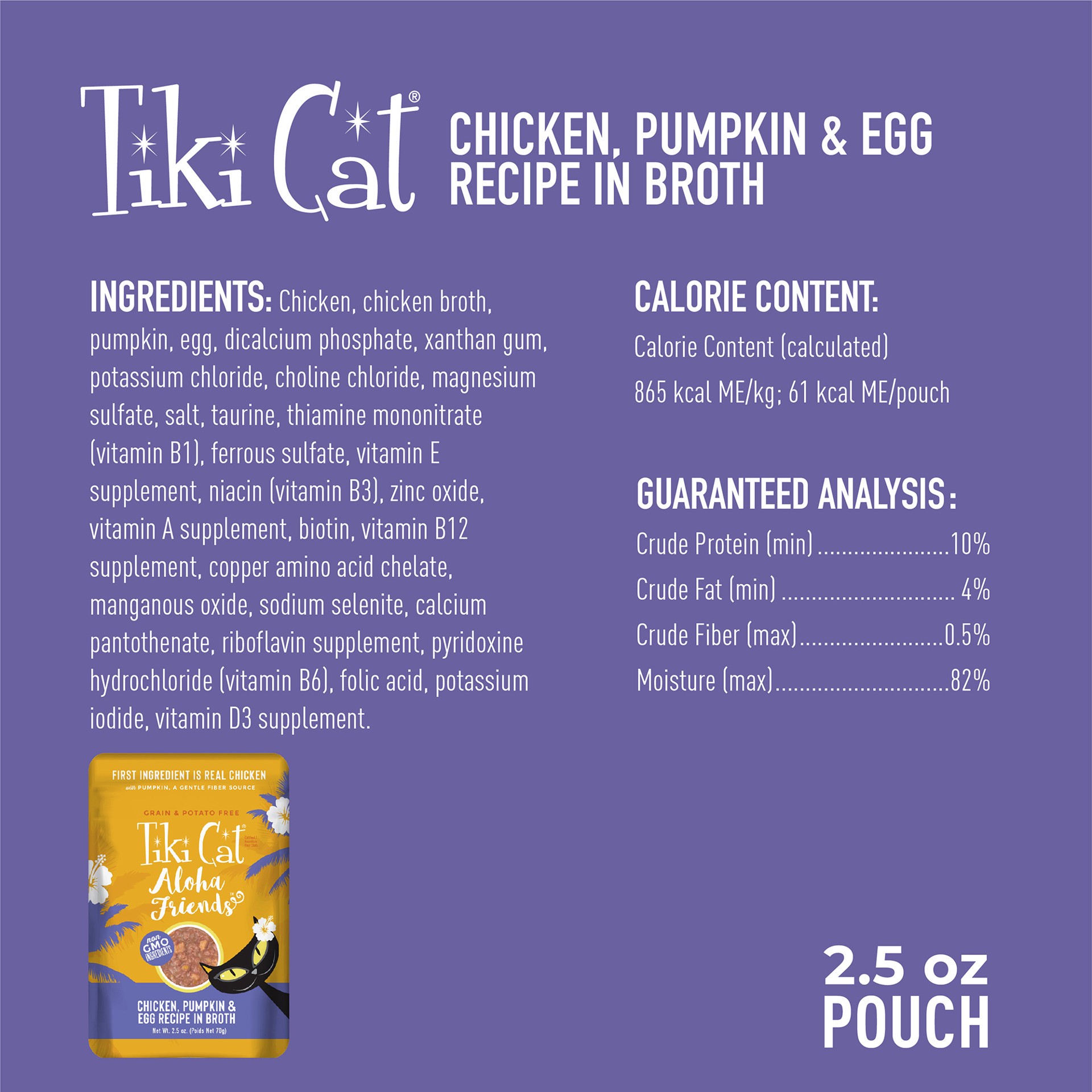 slide 6 of 8, Tiki Cat Aloha Friends Wet Cat Food, Chicken Pumpkin & Egg, 2.5 oz. Pouch, 1 ct
