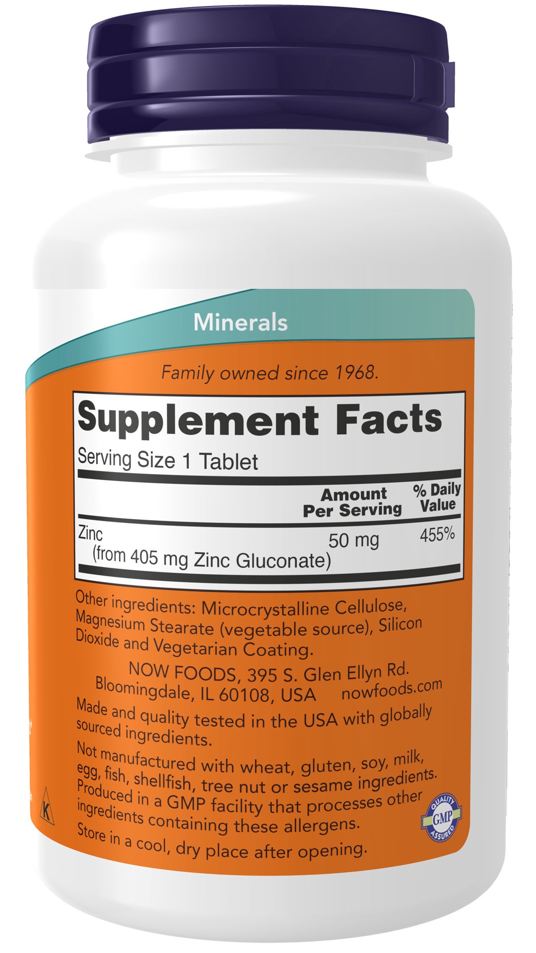 slide 4 of 4, NOW Supplements, Zinc (Zinc Gluconate) 50 mg, Supports Enzyme Functions*, Immune Support*, 250 Tablets, 250 ct