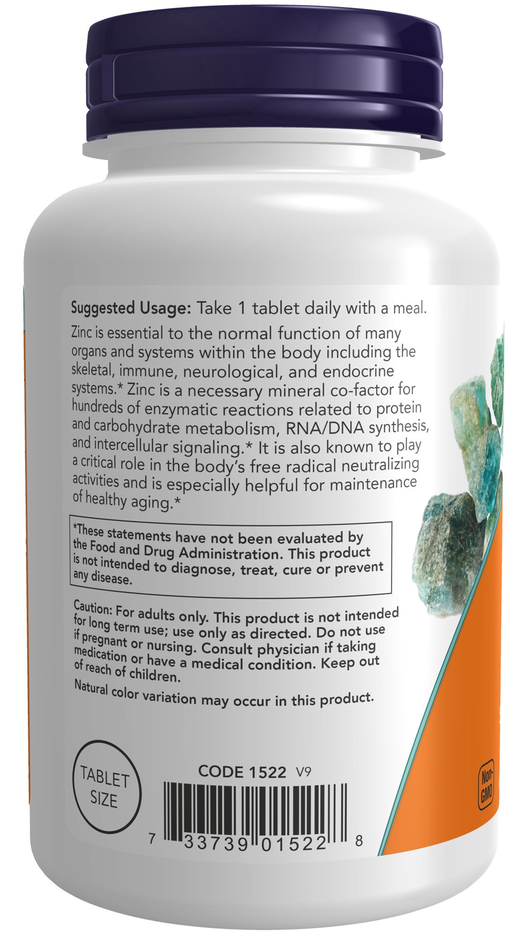 slide 3 of 4, NOW Supplements, Zinc (Zinc Gluconate) 50 mg, Supports Enzyme Functions*, Immune Support*, 250 Tablets, 250 ct