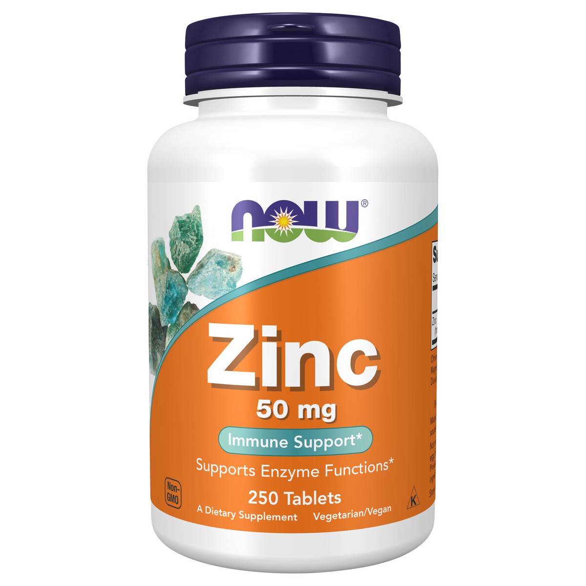 slide 1 of 4, NOW Zinc 50 mg - 250 Tablets, 250 ct
