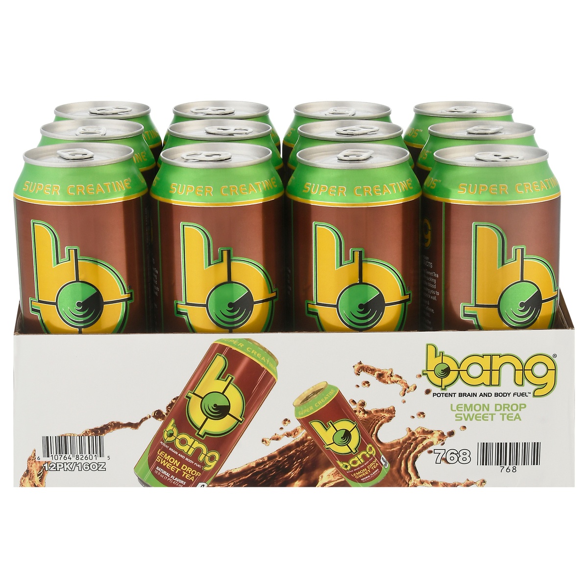 slide 1 of 1, Bang Super Creatine Lemon Drop Sweet Tea 12 - 16 oz Cans, 12 ct