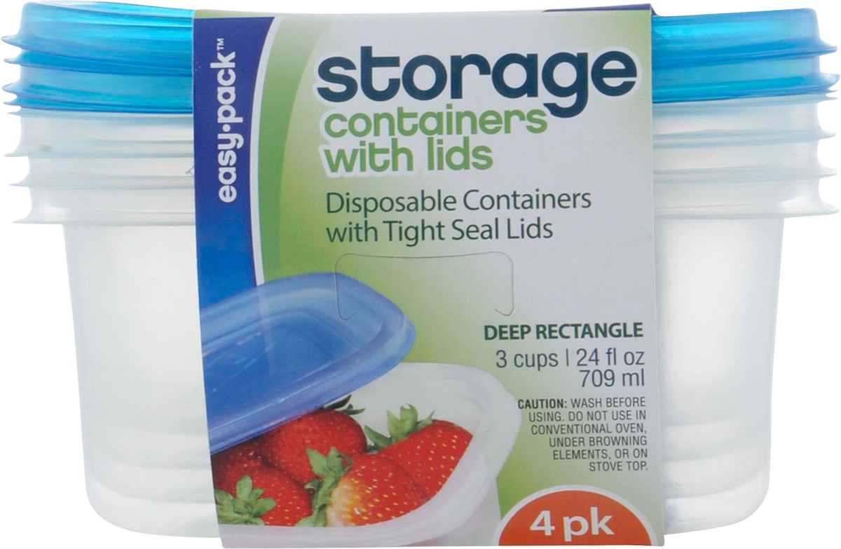 slide 1 of 12, Easy Pack Deep Rectangle Storage Containers with Lids 4 ea, 4 ct