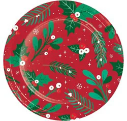 Party Creations Holiday Greenery Lunch Plates