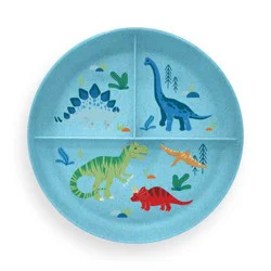 Wheat PP Divided Plates, Blue Dinosaur