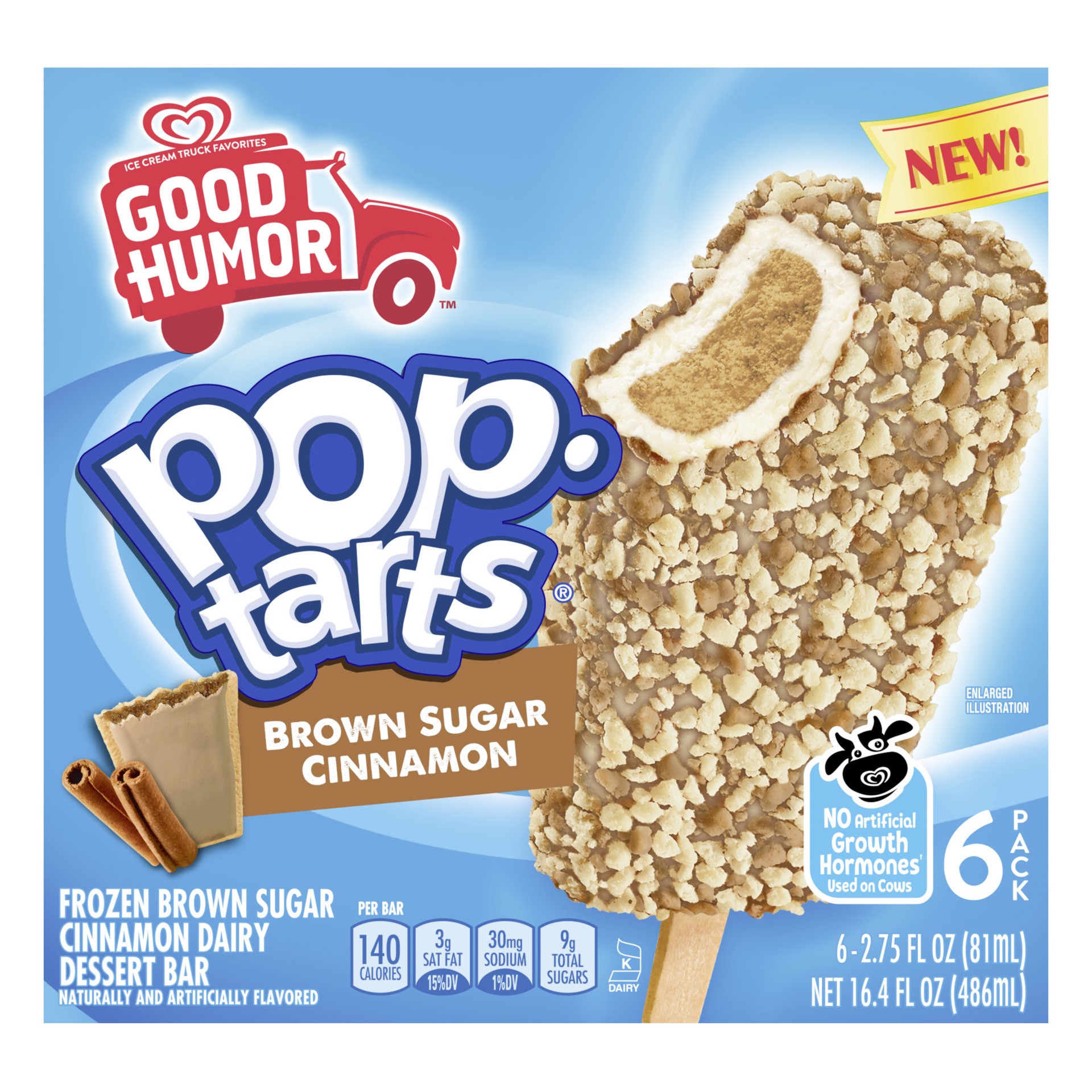 slide 1 of 10, Good Humor Pop-Tart Frozen Treats Brown Sugar Cinnamon, 16.4 oz, 6 Count , 16.4 oz