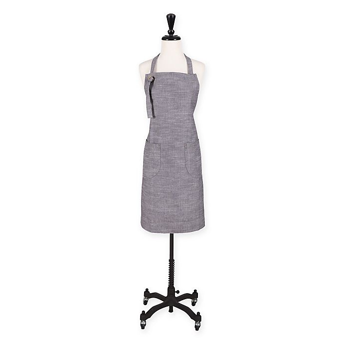 slide 1 of 6, KAF Home Chambray Apron - Grey, 1 ct