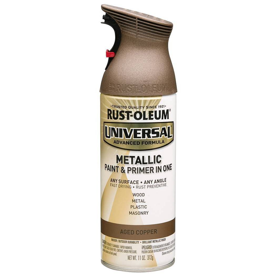 slide 1 of 1, Rust-Oleum Universal Metallic Paint & Primer in One Spray Paint - 249132, Aged Copper, 11 oz
