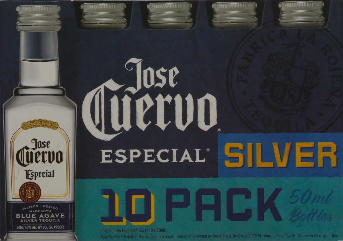 slide 6 of 9, Jose Cuervo Especial Sliver Tequila 10- 50 ml Bottles, 10 ct