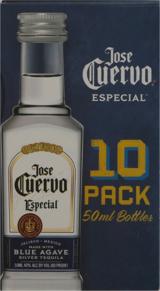 slide 7 of 9, Jose Cuervo Especial Sliver Tequila 10- 50 ml Bottles, 10 ct
