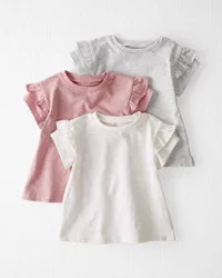 Littleplanet Baby 3-Pack Organic Cotton Flutter T-Shirts - Multi, NB