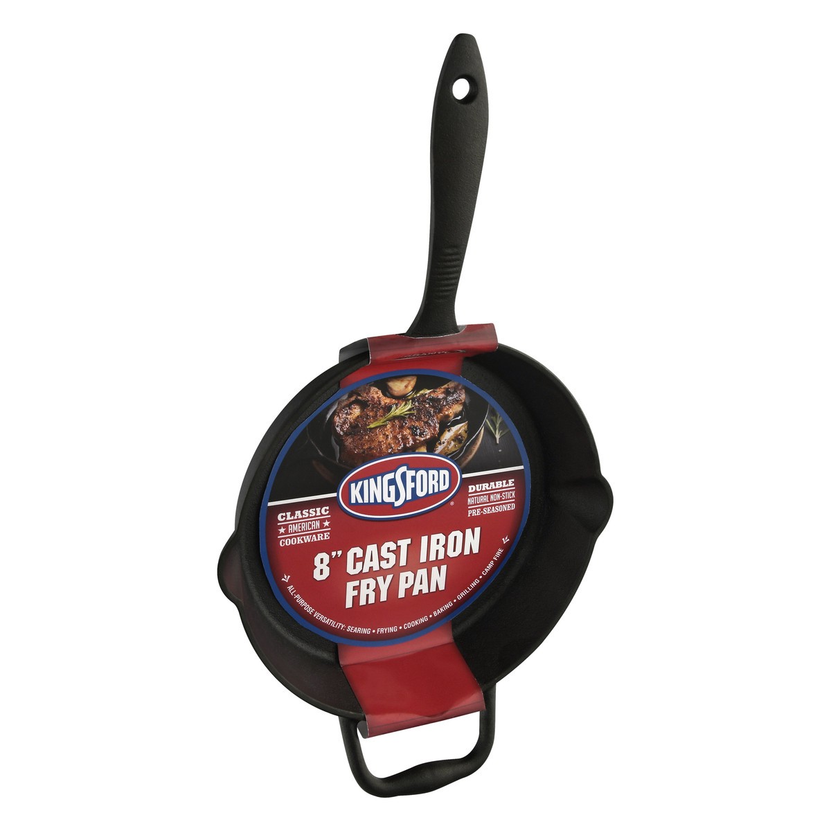 slide 6 of 8, Kingsford 8 Cast Iron Fry Pan W/ Thumb Grip, 8 in