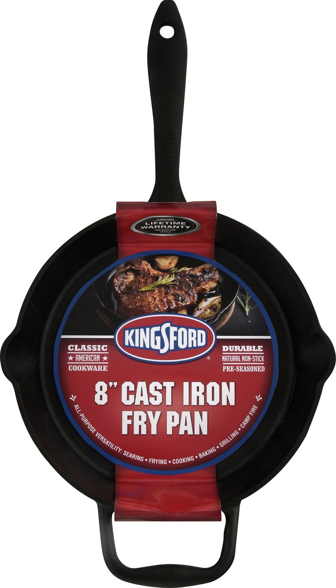 slide 3 of 8, Kingsford 8 Cast Iron Fry Pan W/ Thumb Grip, 8 in