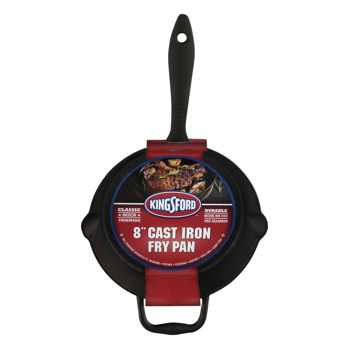 slide 1 of 8, Kingsford 8 Cast Iron Fry Pan W/ Thumb Grip, 8 in