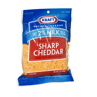 slide 1 of 1, Kraft Shredded Cheese, Sharp Cheddar, Reduced Fat, 7 oz
