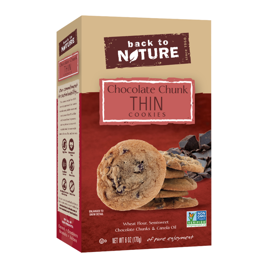 slide 1 of 1, Back to Nature Chocolate Chunk Thin Cookies, 6 oz