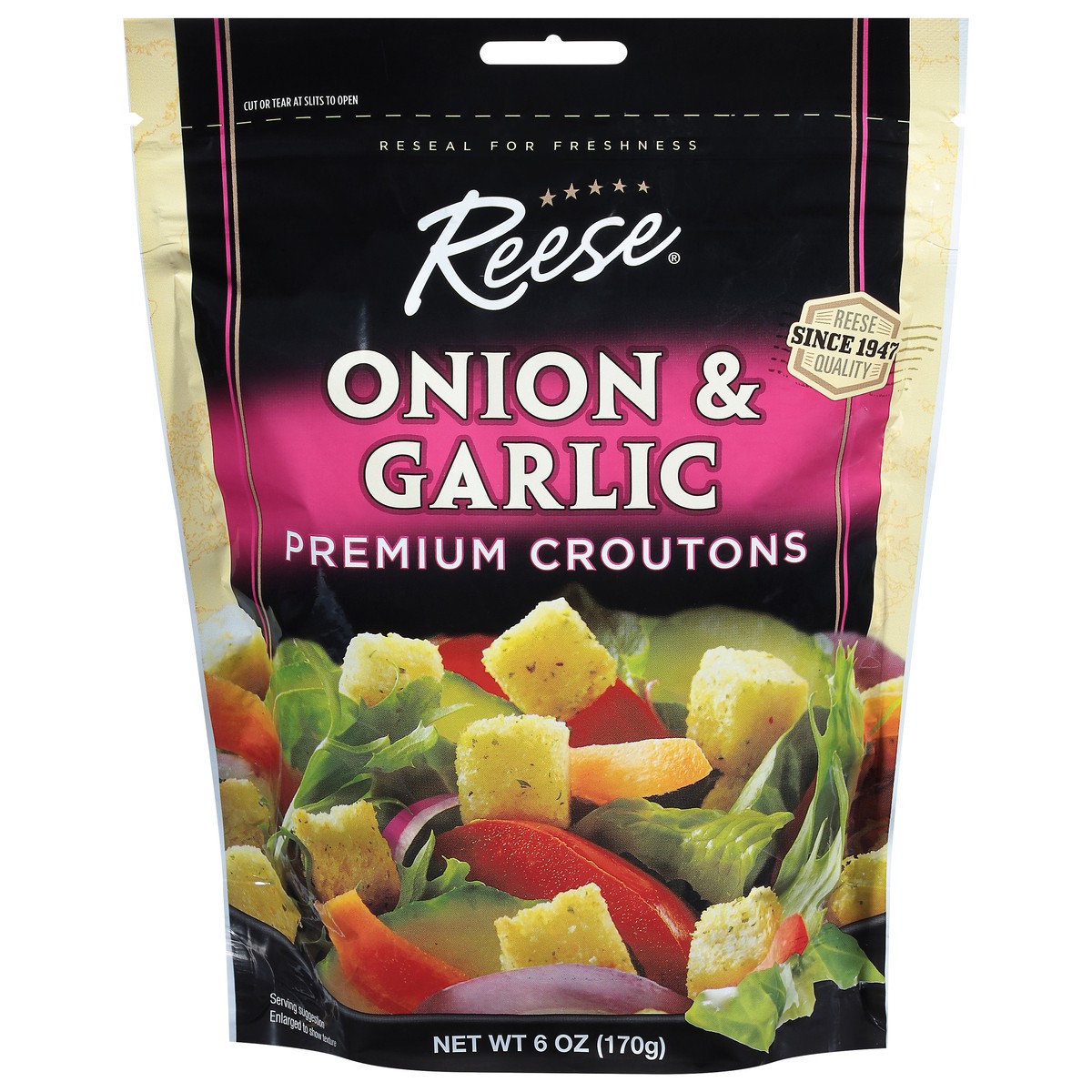 slide 1 of 9, Reese Premium Onion & Garlic Croutons 6 oz, 6 oz