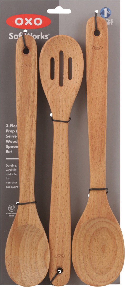 slide 10 of 11, OXO Softworks Wooden 3-Piece Prep & Serve Spoon Set 3 ea, 3 ct