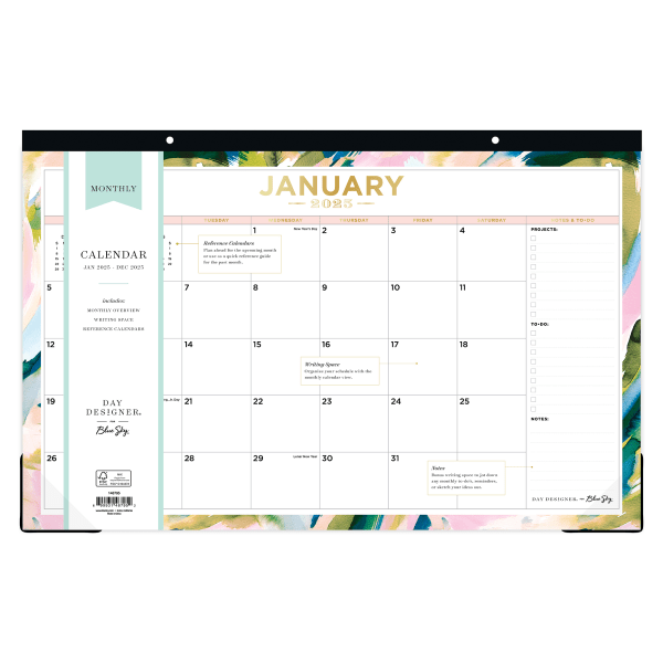 slide 2 of 2, 2025 Day Designer Monthly Desk Pad Calendar, 17"" X 11"", Day Dream, January To December, 148795, 1 ct
