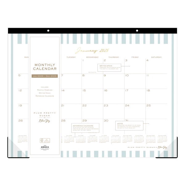 slide 2 of 2, 2025 Day Designer Monthly Desk Pad Calendar, 22"" X 17"", Asymmetrical Vertical Stripes, January To December, 148976, 1 ct