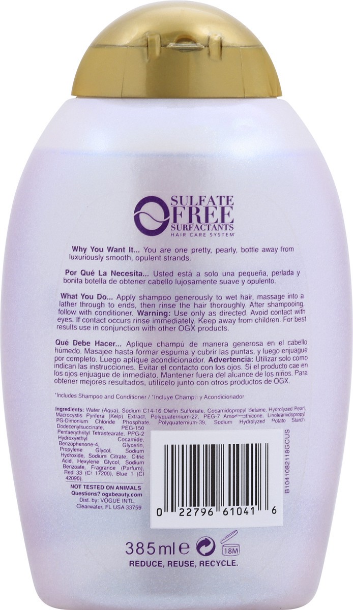 slide 5 of 9, OGX Smoothing + Liquid Pearl Shampoo 385 ml, 13 oz