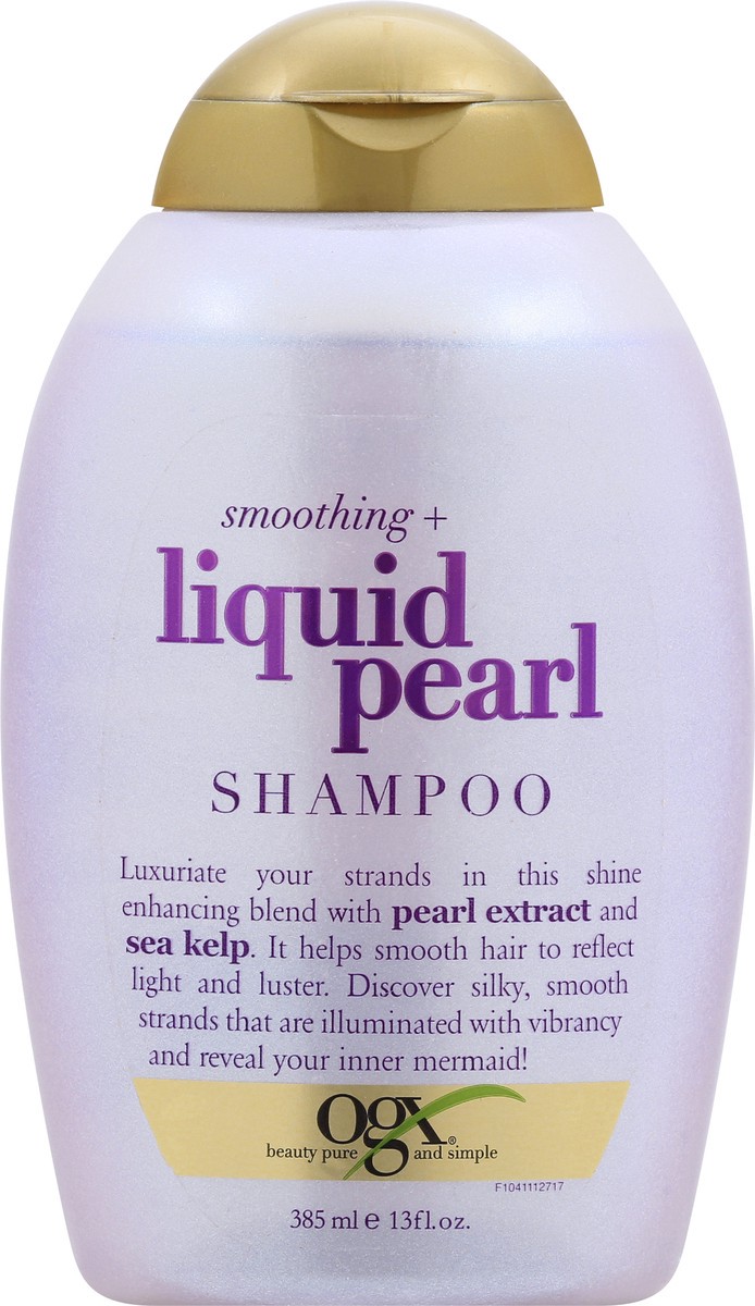 slide 1 of 9, OGX Smoothing + Liquid Pearl Shampoo 385 ml, 13 oz