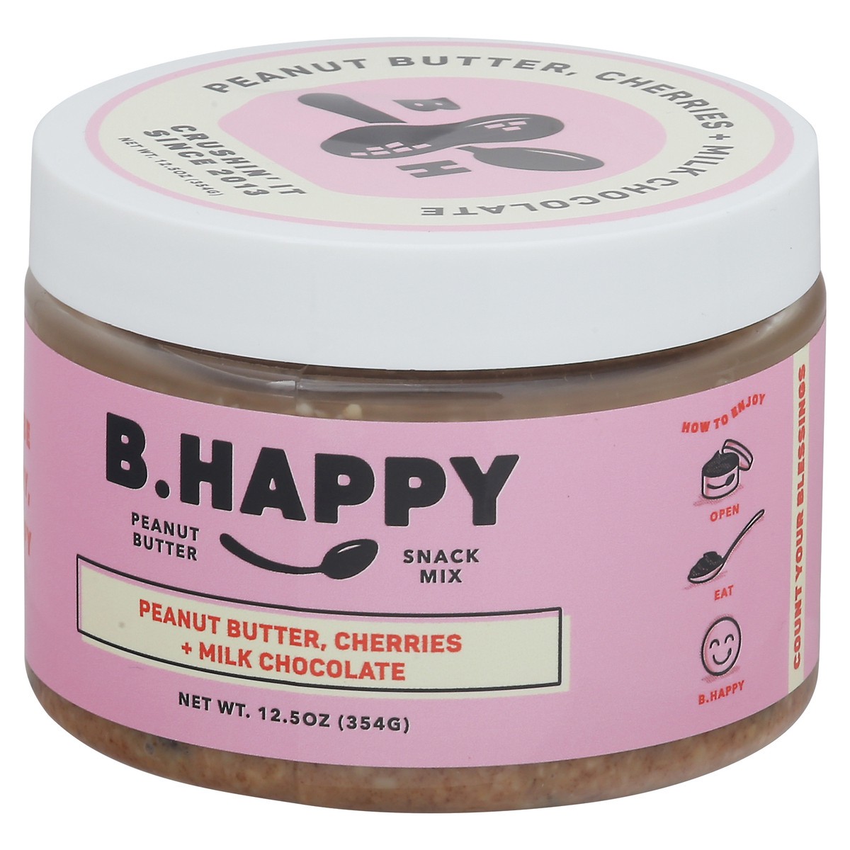 slide 8 of 9, B. Happy Peanut Butter, Cherries + Milk Chocolate Snack Mix 12.5 oz, 12.5 oz