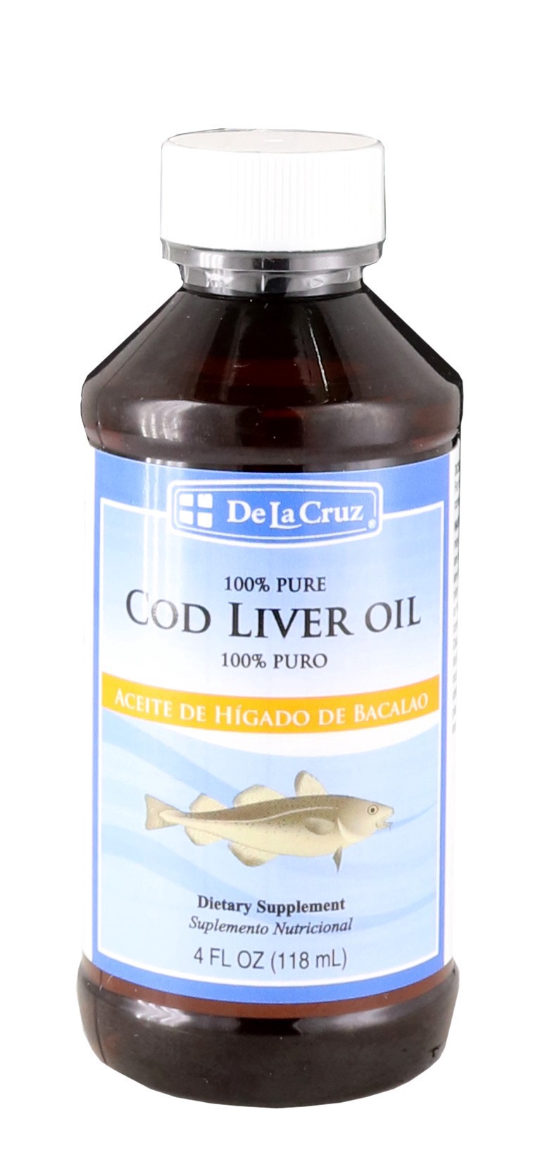 slide 1 of 1, De La Cruz Cod Liver Oil Dietary Supplement, 4 oz