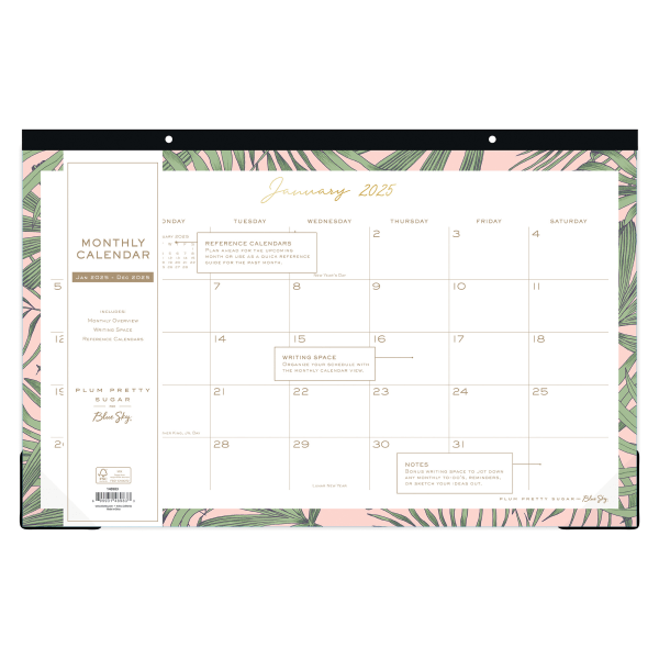 slide 2 of 2, 2025 Blue Sky Monthly Desk Pad Calendar, 17"" X 11"", Palm Reader, January To December, 148983, 1 ct