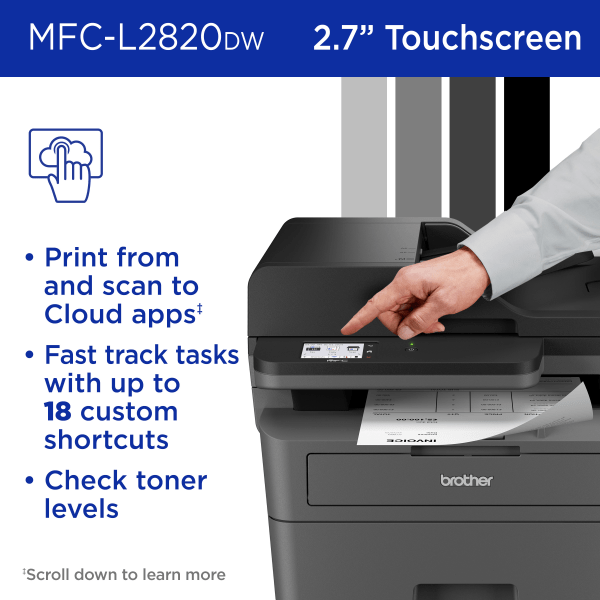 slide 6 of 8, Brother Mfc-L2820Dw Compact Wireless Laser Monochrome All-In-One Printer, 1 ct