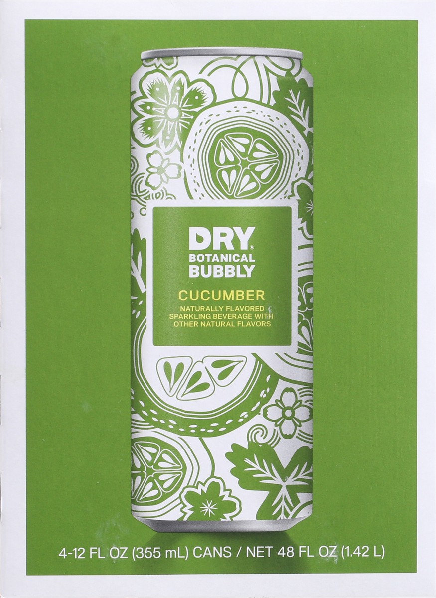slide 12 of 14, DRY Botanical Bubbly Cucumber Sparkling Beverage 4 - 12 fl oz Cans, 4 ct