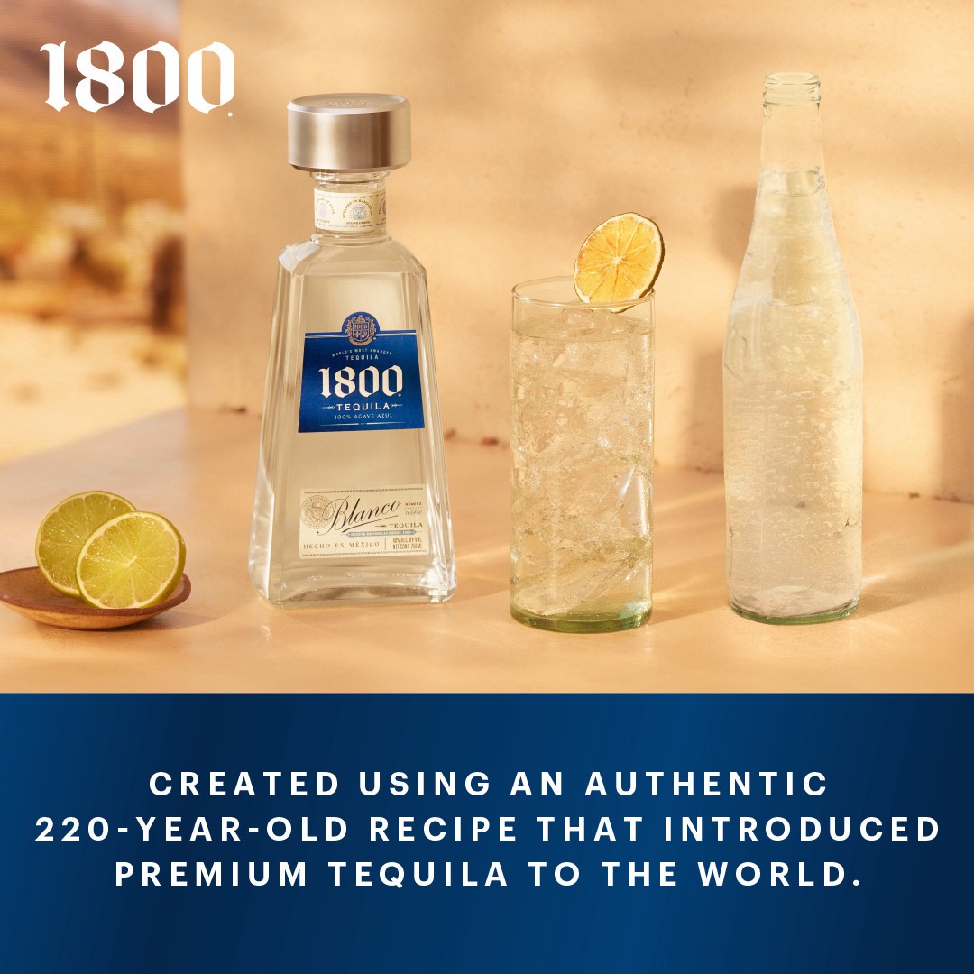 slide 3 of 10, 1800 Tequila Blanco with Mineragua 70 Proof (750 ml), 750 ml