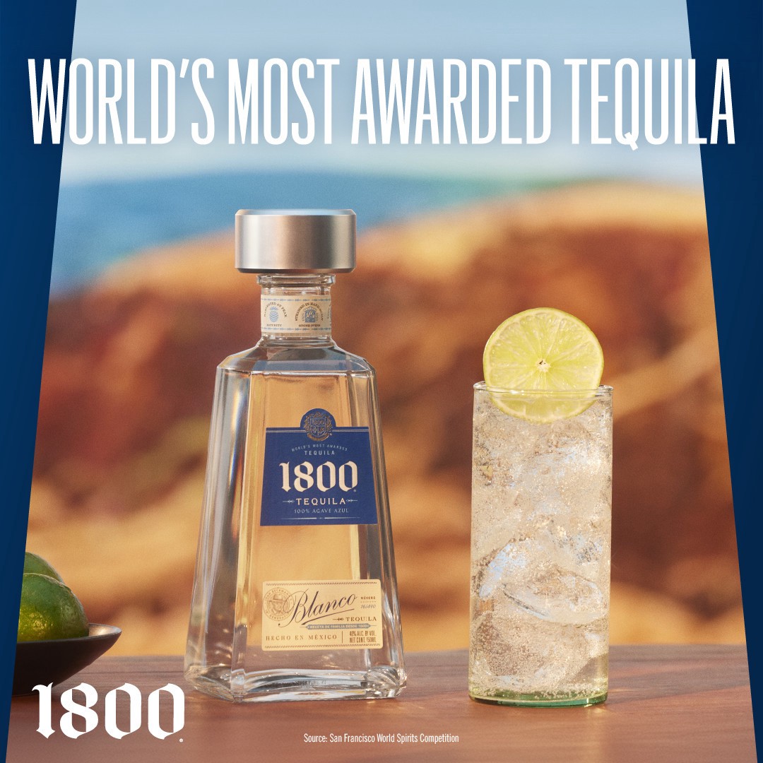 slide 4 of 10, 1800 Tequila Blanco with Mineragua 70 Proof (750 ml), 750 ml