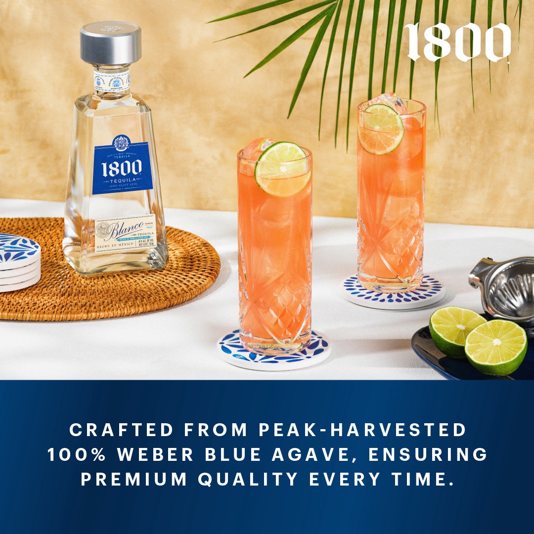 slide 5 of 10, 1800 Tequila Blanco with Mineragua 70 Proof (750 ml), 750 ml
