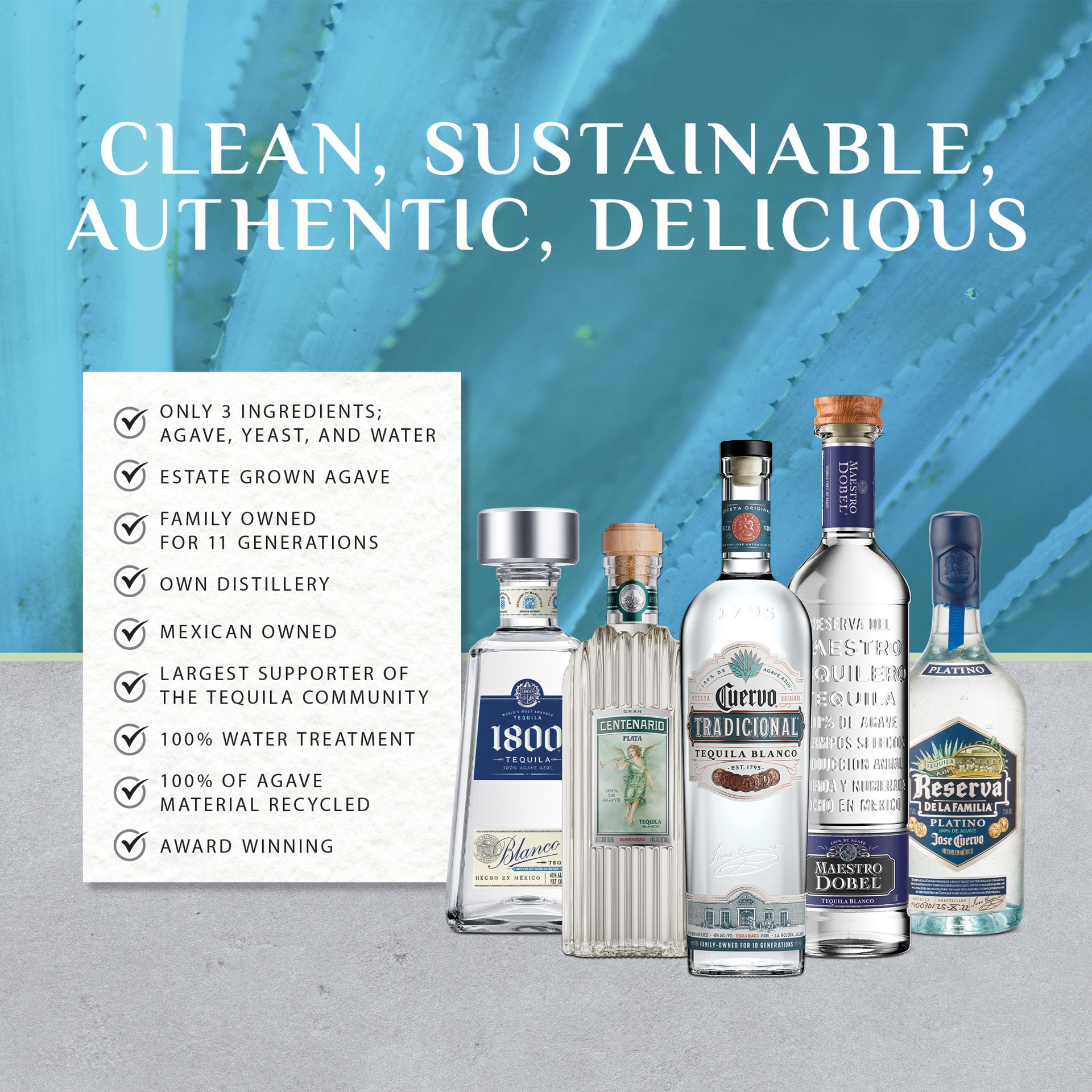 slide 9 of 10, 1800 Tequila Blanco with Mineragua 70 Proof (750 ml), 750 ml