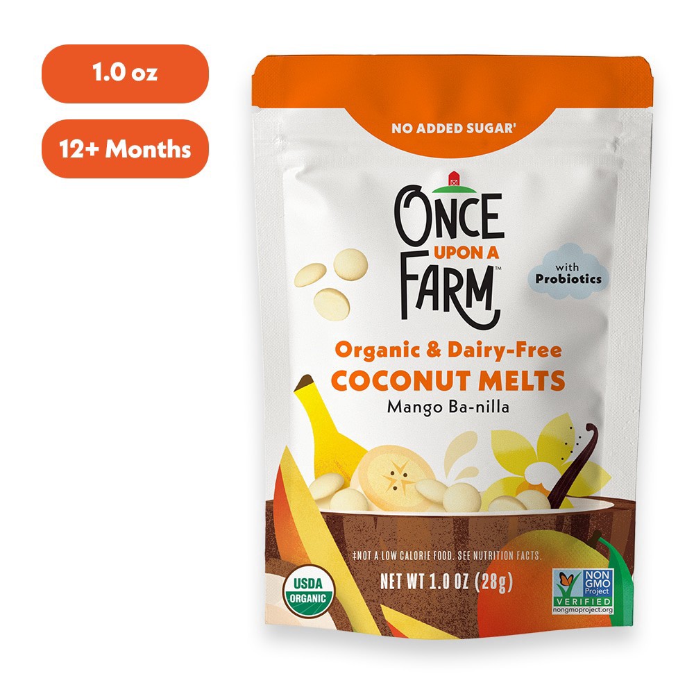 slide 2 of 2, Once Upon a Farm Organic Coconut Melts, Mango Ba-nilla, 1oz, 1 oz