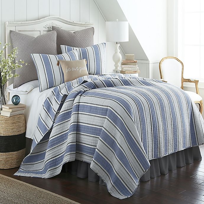 slide 1 of 3, Levtex Home Cocomo Stripe Full/Queen Quilt Set - Blue, 1 ct