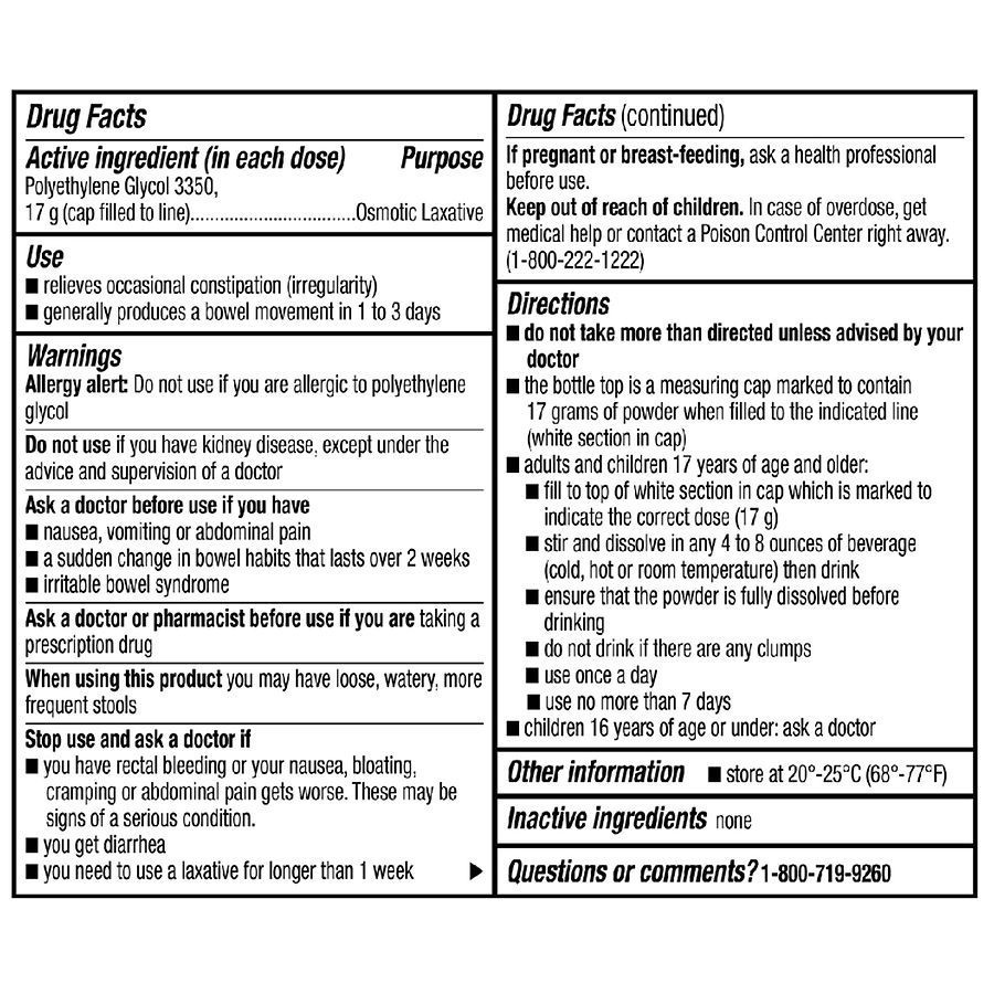 slide 5 of 5, Walgreens SmoothLax Polyethylene Glycol 3350 Powder for Solution, 10 ct