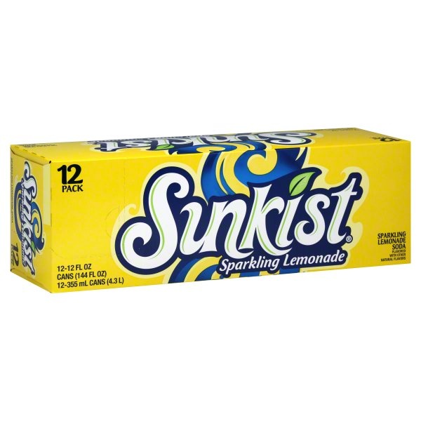 slide 1 of 1, Sunkist Soda Sparkling Lemonade - 12 ct, 12 ct