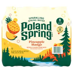 Poland Spring Sparkling Pineapple-Mango Flavored Water, 8-0.5 Liter Bottles