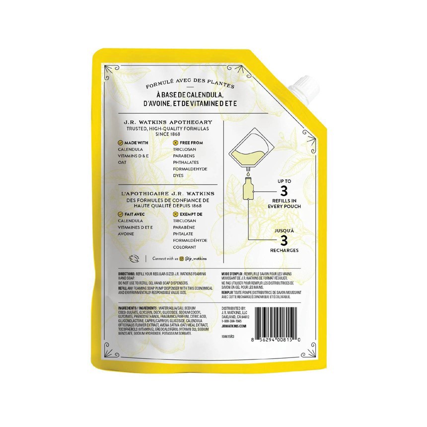 slide 3 of 9, J.R. Watkins Lemon Foaming Hand Soap Refill, 28 oz