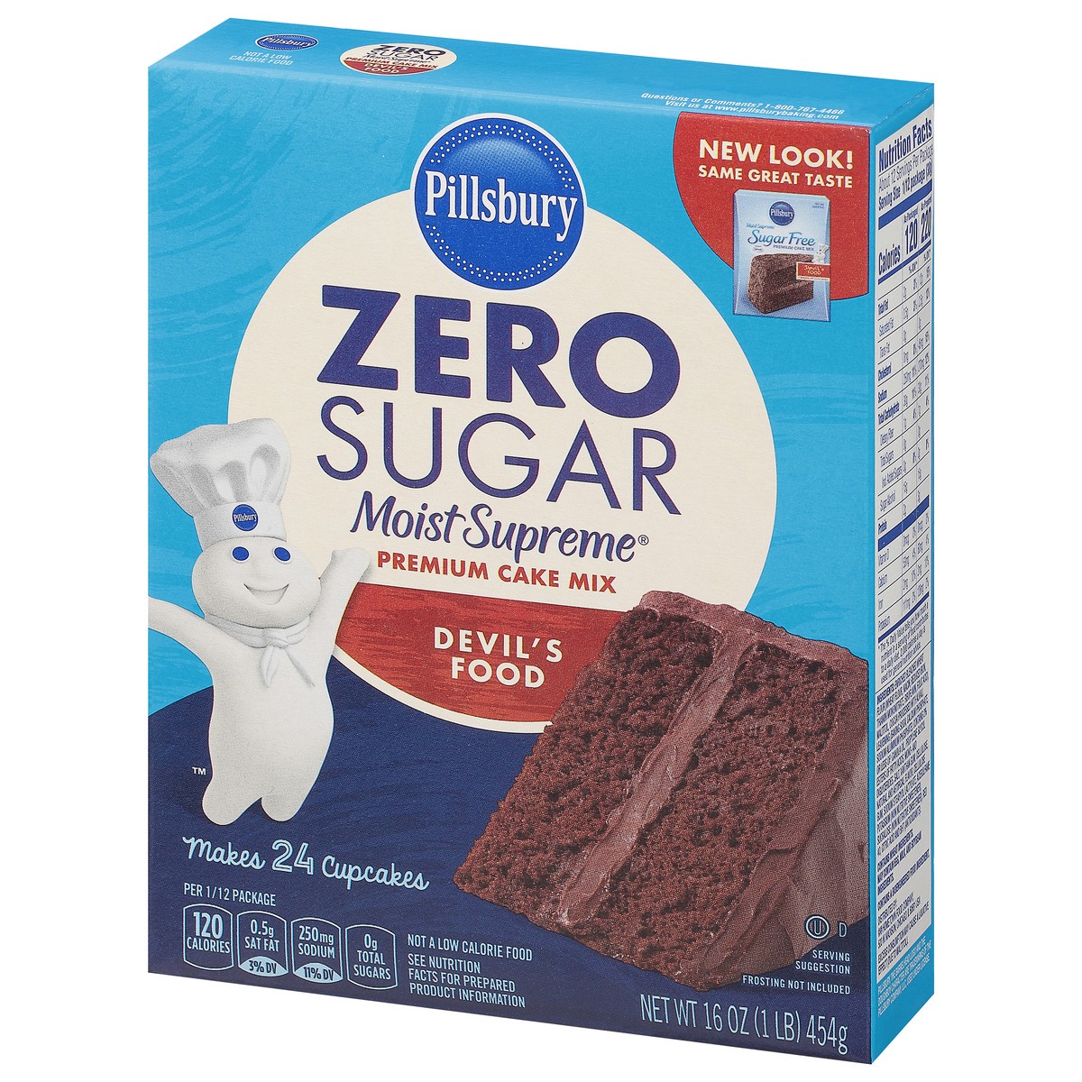 slide 6 of 12, Pillsbury Moist Supreme Premium Zero Sugar Devil's Food Cake Mix 16 oz, 16 oz