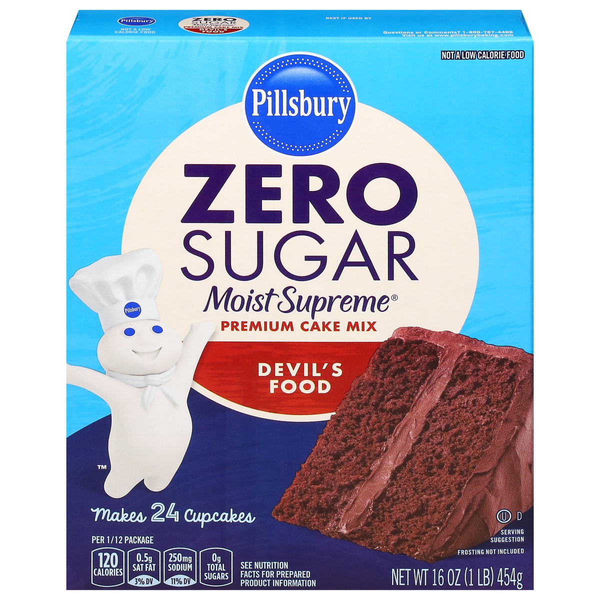 slide 1 of 12, Pillsbury Moist Supreme Premium Zero Sugar Devil's Food Cake Mix 16 oz, 16 oz